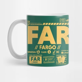 Vintage Fargo FAR Airport Code Travel Day Retro Travel Tag North Dakota Mug